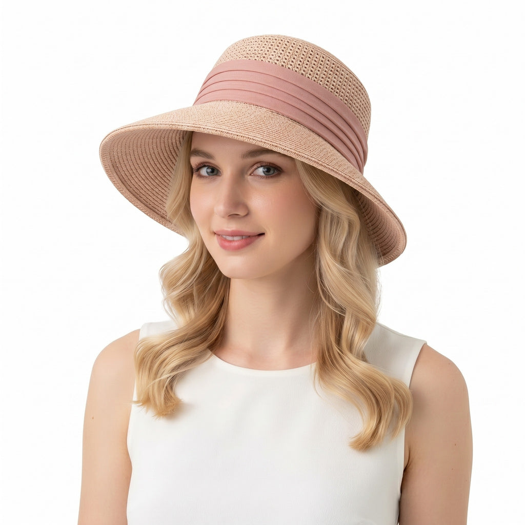 Anna-Kaci Womens Straw Sun Hat Asymmetric Brim Breathable Lightweight Foldable Summer Hat