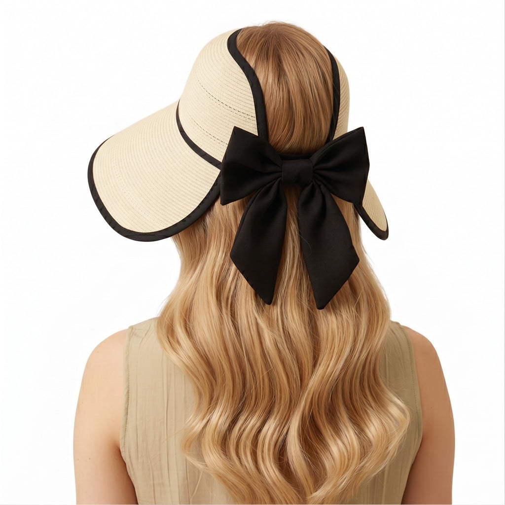 Anna-Kaci Womens Wide Brim Straw Visor Hat Breathable Foldable Summer Sun Hat Beach Vacation Hat