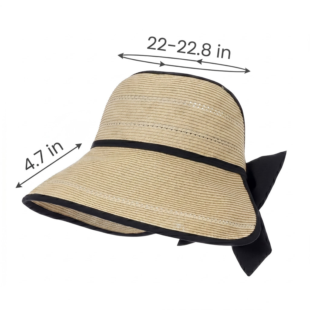 Anna-Kaci Womens Wide Brim Straw Visor Hat Breathable Foldable Summer Sun Hat Beach Vacation Hat