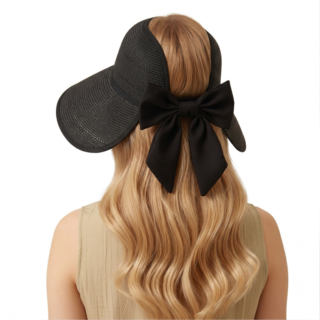 Anna-Kaci Womens Wide Brim Straw Visor Hat Breathable Foldable Summer Sun Hat Beach Vacation Hat