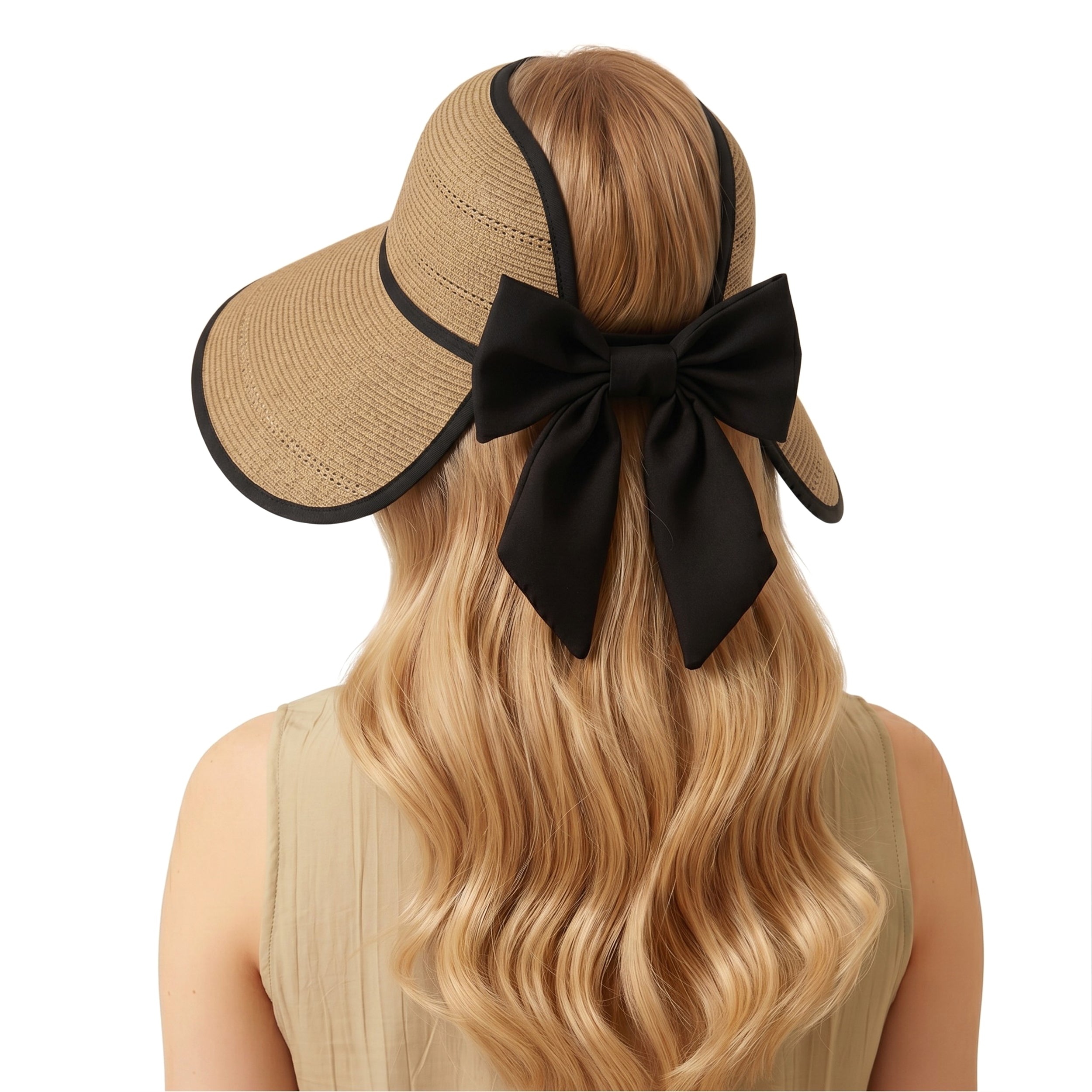 Anna-Kaci Womens Wide Brim Straw Visor Hat Breathable Foldable Summer Sun Hat Beach Vacation Hat