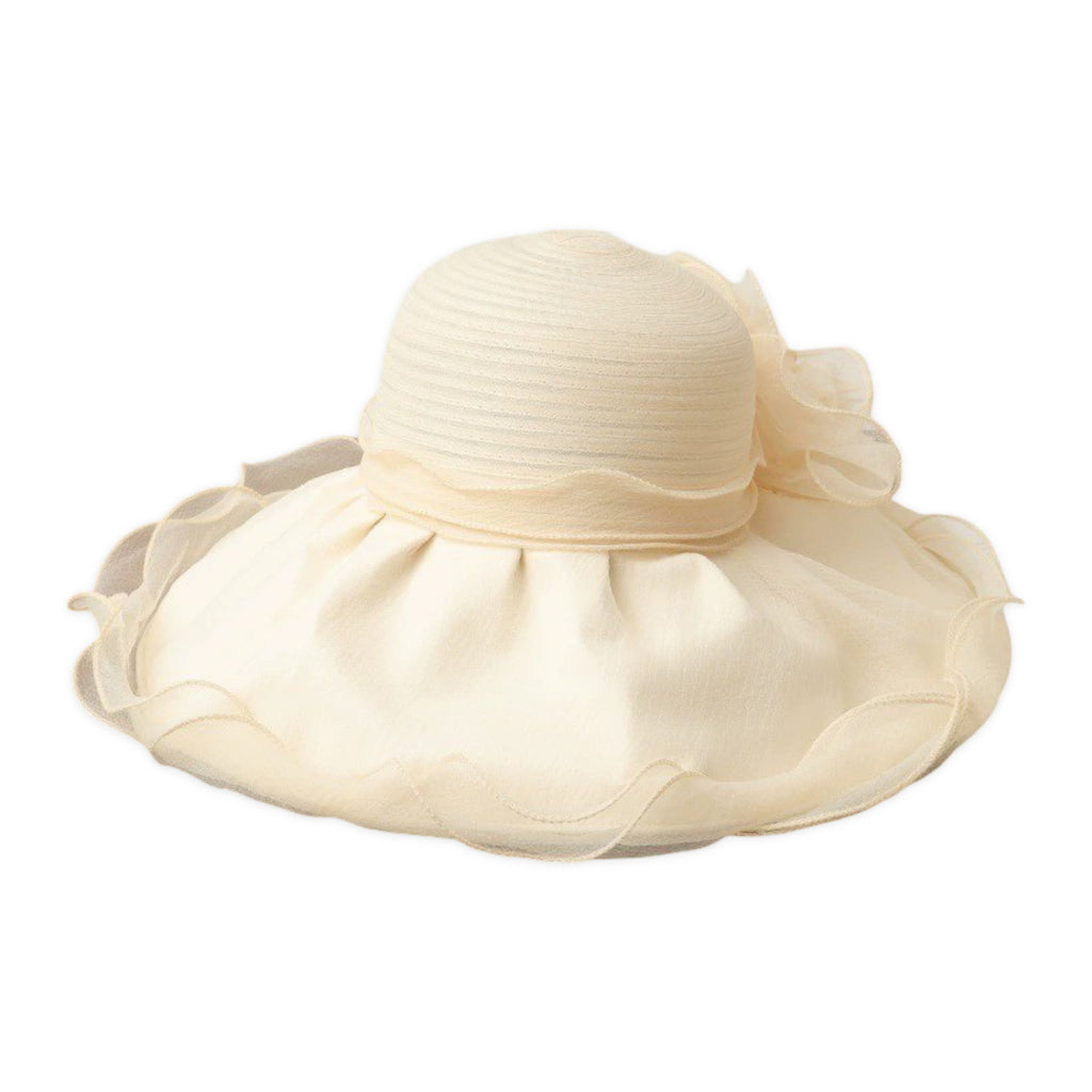 Anna-Kaci Womens Wide Brim Straw Sun Hat Mesh Trim Elegant Summer Beach Vacation Hat