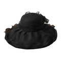 Anna-Kaci Womens Wide Brim Straw Sun Hat Mesh Trim Elegant Summer Beach Vacation Hat