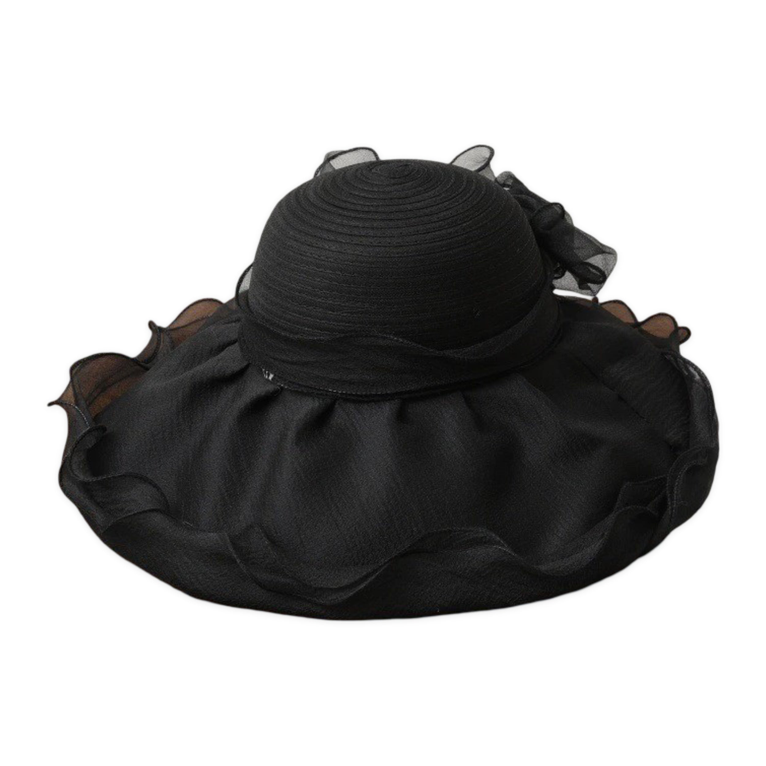 Anna-Kaci Womens Wide Brim Straw Sun Hat Mesh Trim Elegant Summer Beach Vacation Hat