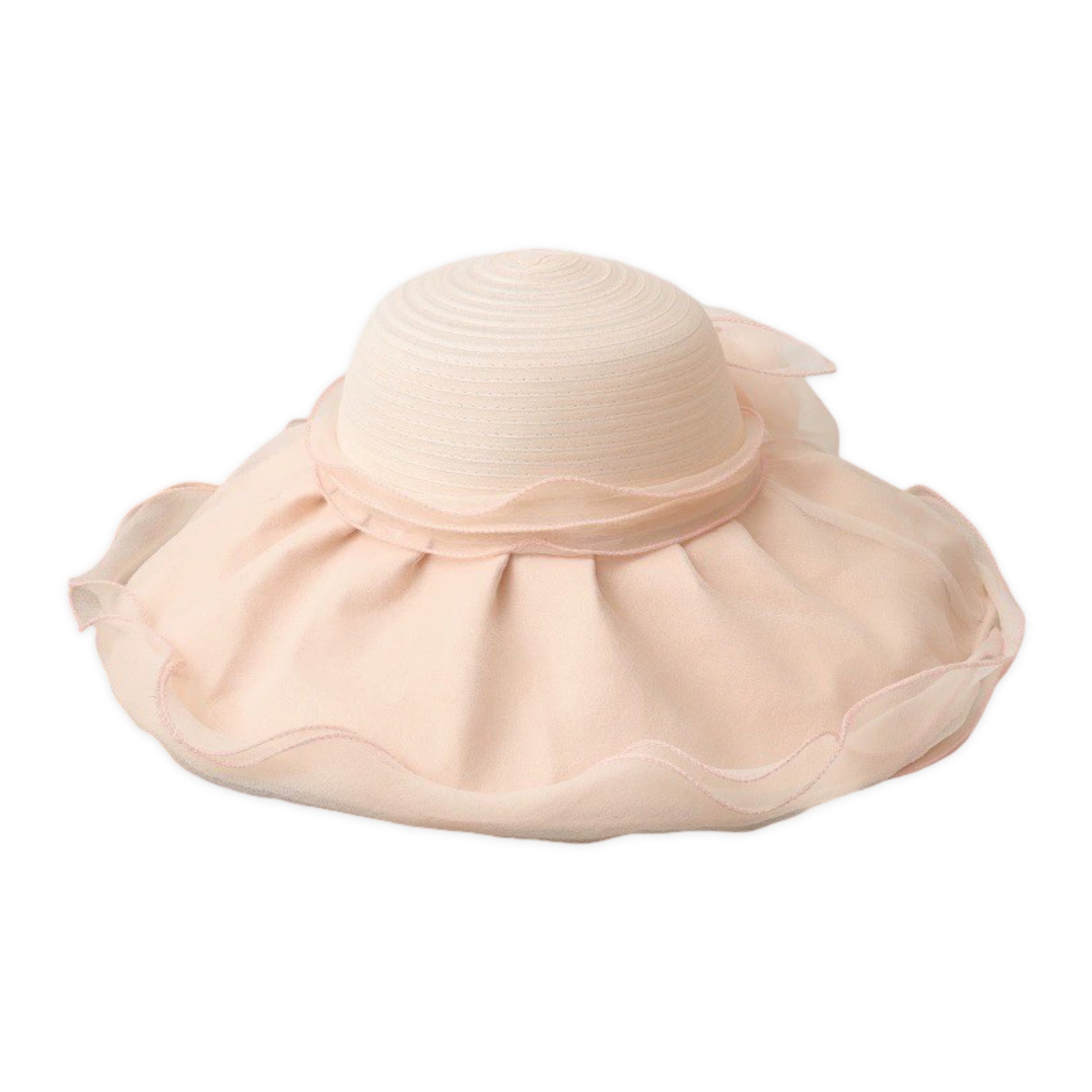 Anna-Kaci Womens Wide Brim Straw Sun Hat Mesh Trim Elegant Summer Beach Vacation Hat