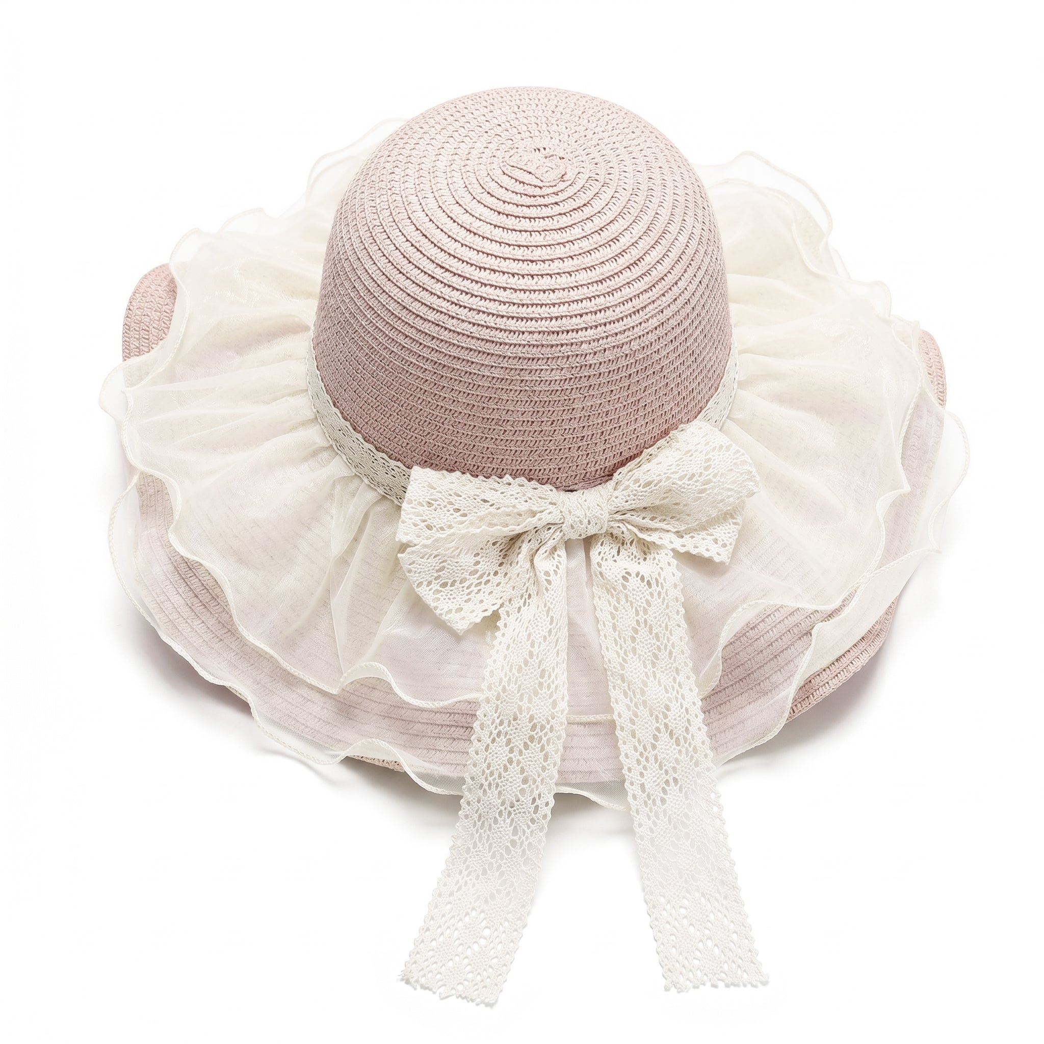 Anna-Kaci Womens Wide Brim Straw Sun Hat Mesh Trim Elegant Summer Beach Vacation Hat