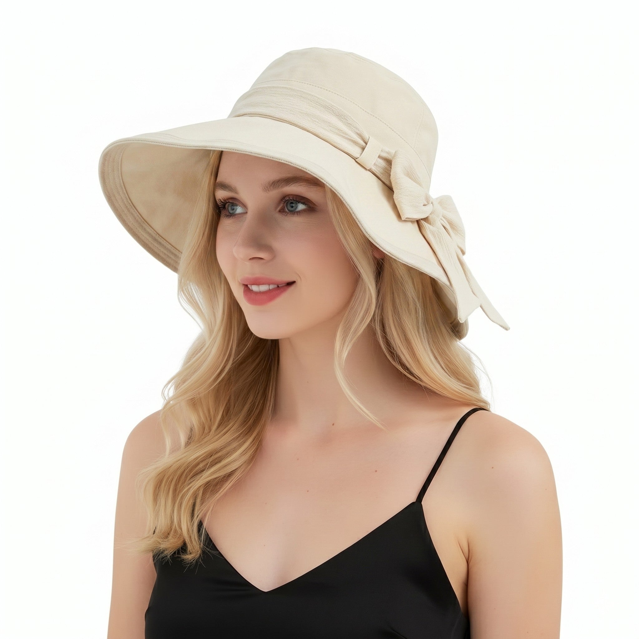 Anna-Kaci Womens Wide Brim Sun Hat with Bow Lightweight Foldable Beach Vacation Hat