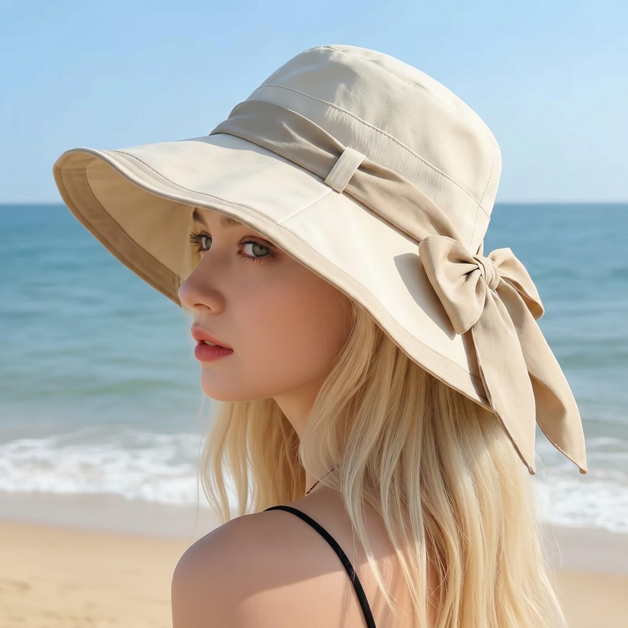 Anna-Kaci Womens Wide Brim Sun Hat with Bow Lightweight Foldable Beach Vacation Hat