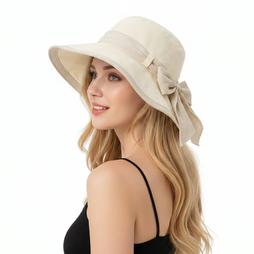 Anna-Kaci Womens Wide Brim Sun Hat with Bow Lightweight Foldable Beach Vacation Hat