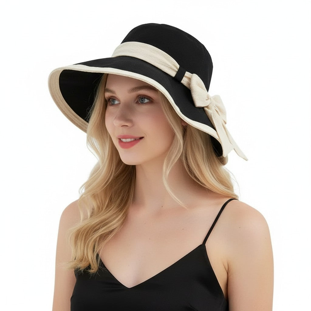 Anna-Kaci Womens Wide Brim Sun Hat with Bow Lightweight Foldable Beach Vacation Hat