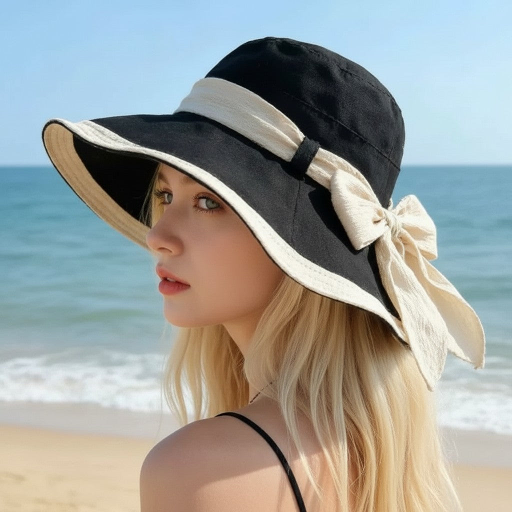 Anna-Kaci Womens Wide Brim Sun Hat with Bow Lightweight Foldable Beach Vacation Hat