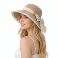 Sombrero de sol de ala ancha con lazo para mujer Anna-Kaci, ligero y plegable, ideal para vacaciones en la playa