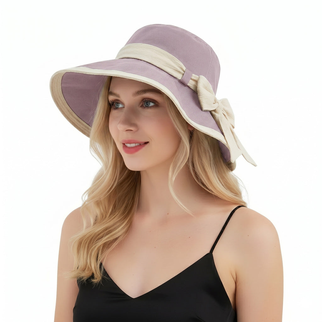 Anna-Kaci Womens Wide Brim Sun Hat with Bow Lightweight Foldable Beach Vacation Hat