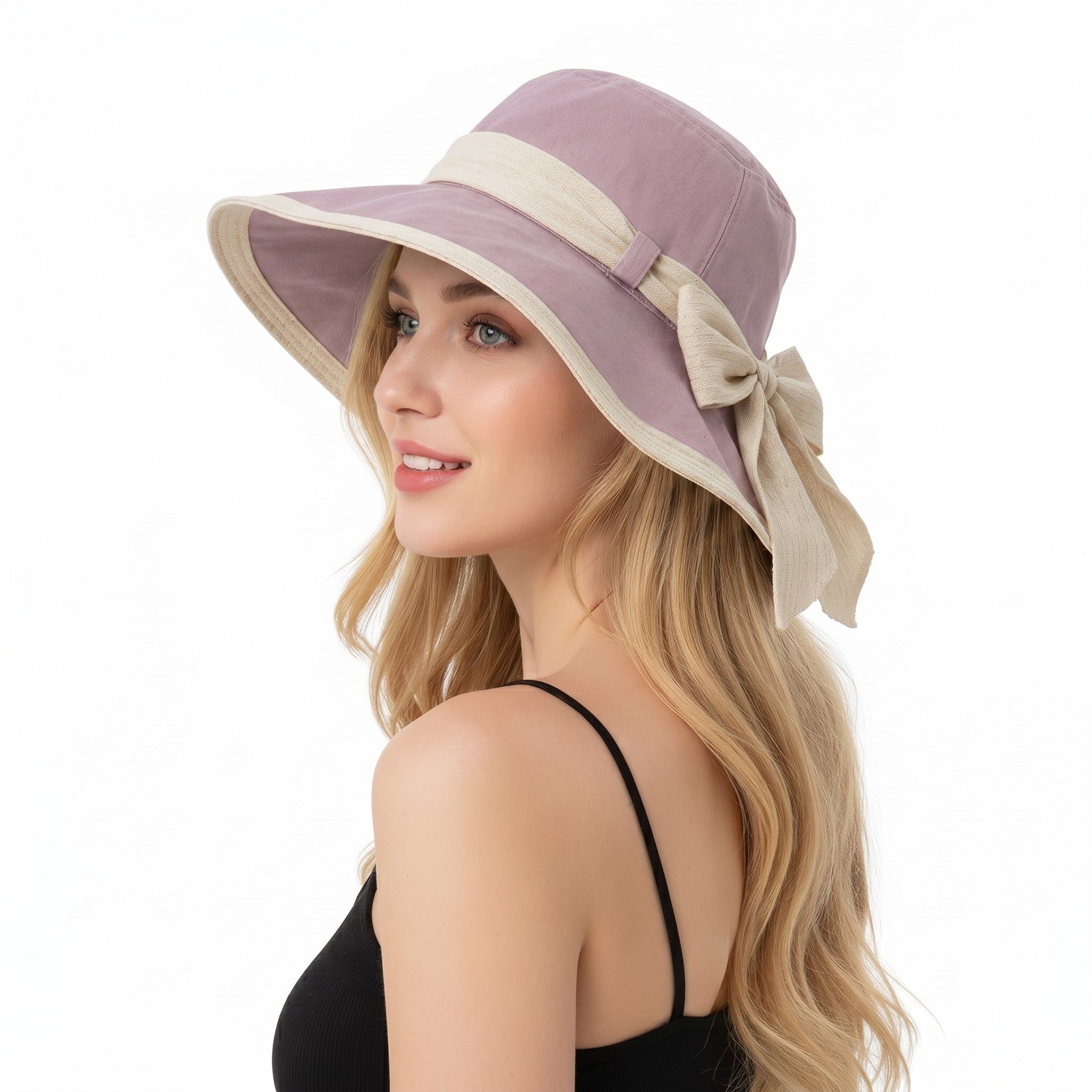 Anna-Kaci Womens Wide Brim Sun Hat with Bow Lightweight Foldable Beach Vacation Hat