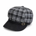 Plaid Newsboy Cap Vintage Baker Boy Hat Adjustable Buckle Band