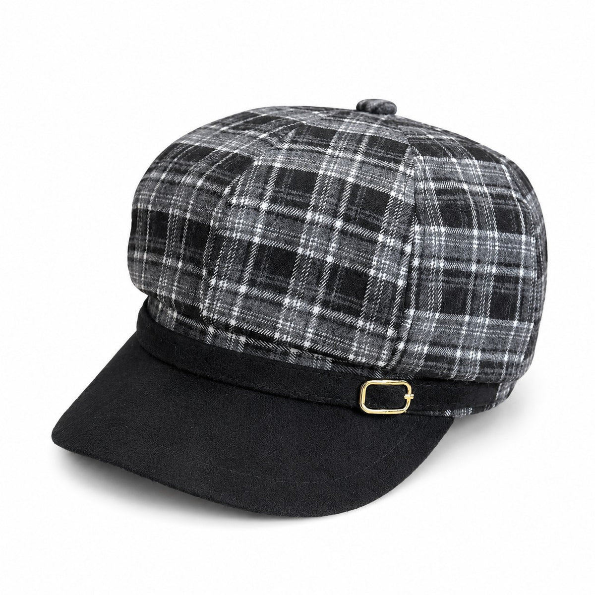 Plaid Newsboy Cap Vintage Baker Boy Hat Adjustable Buckle Band