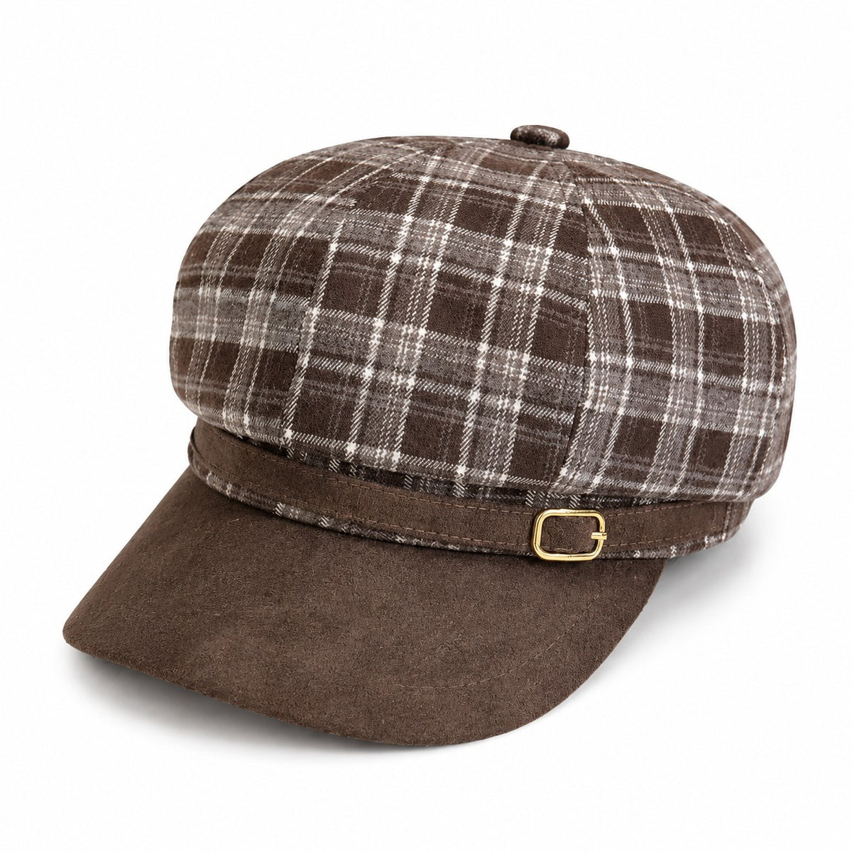 Plaid Newsboy Cap Vintage Baker Boy Hat Adjustable Buckle Band