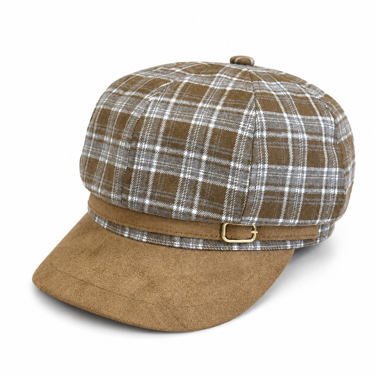 Plaid Newsboy Cap Vintage Baker Boy Hat Adjustable Buckle Band