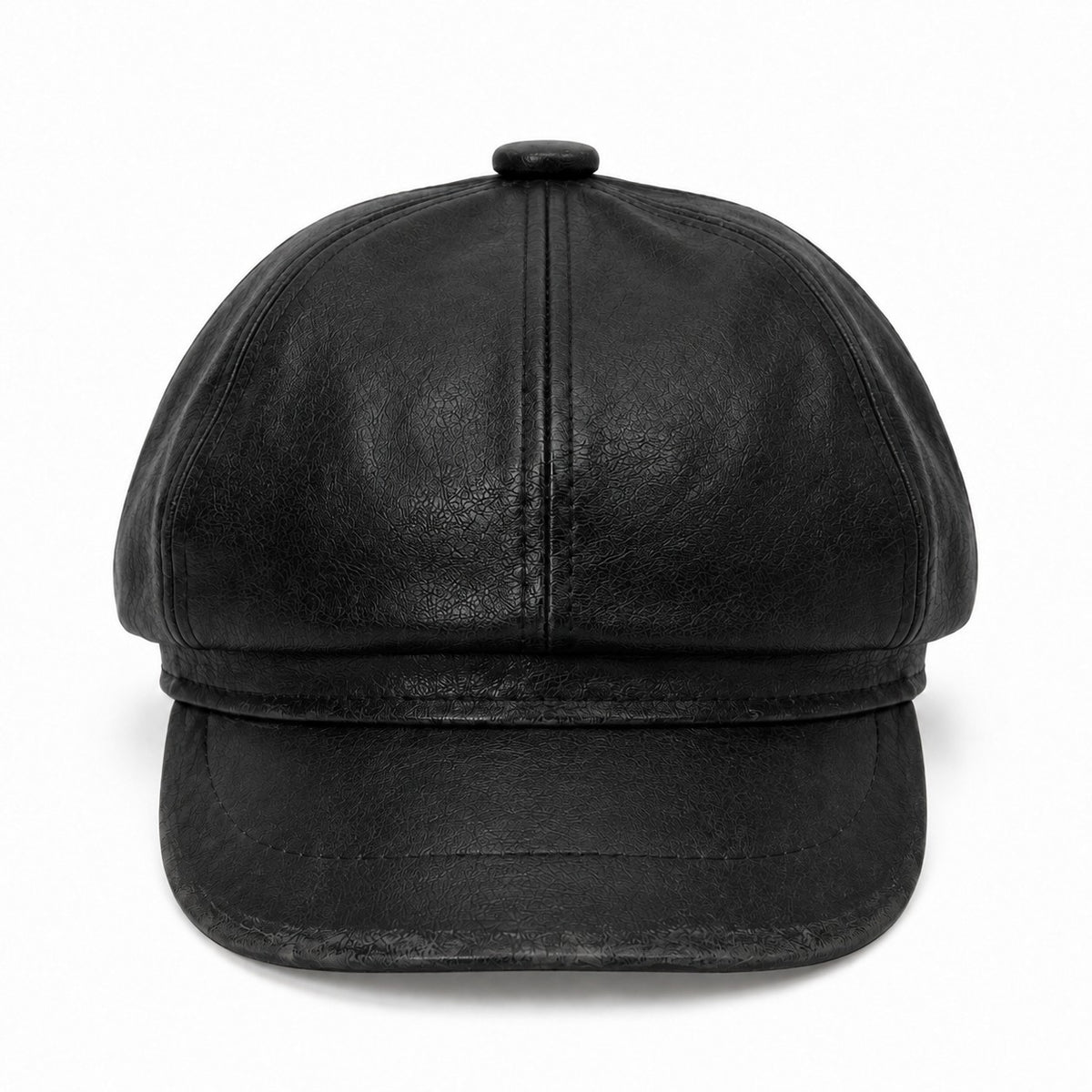 Gorra Newsboy de piel sintética con ocho paneles estilo vintage efecto desgastado