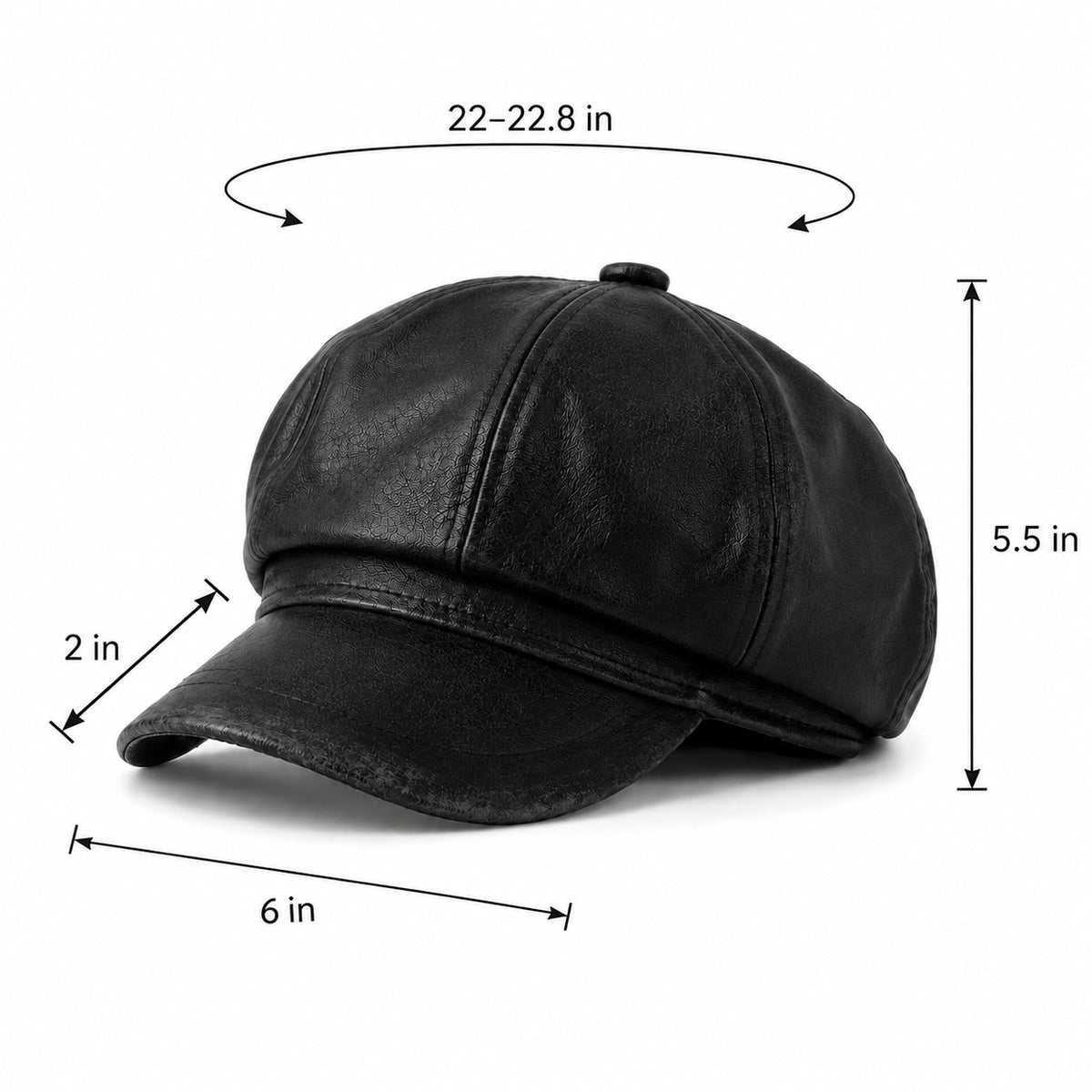 Gorra Newsboy de piel sintética con ocho paneles estilo vintage efecto desgastado