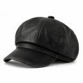 Gorra Newsboy de piel sintética con ocho paneles estilo vintage efecto desgastado