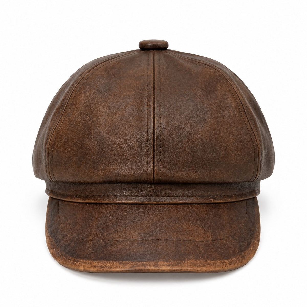 Gorra Newsboy de piel sintética con ocho paneles estilo vintage efecto desgastado