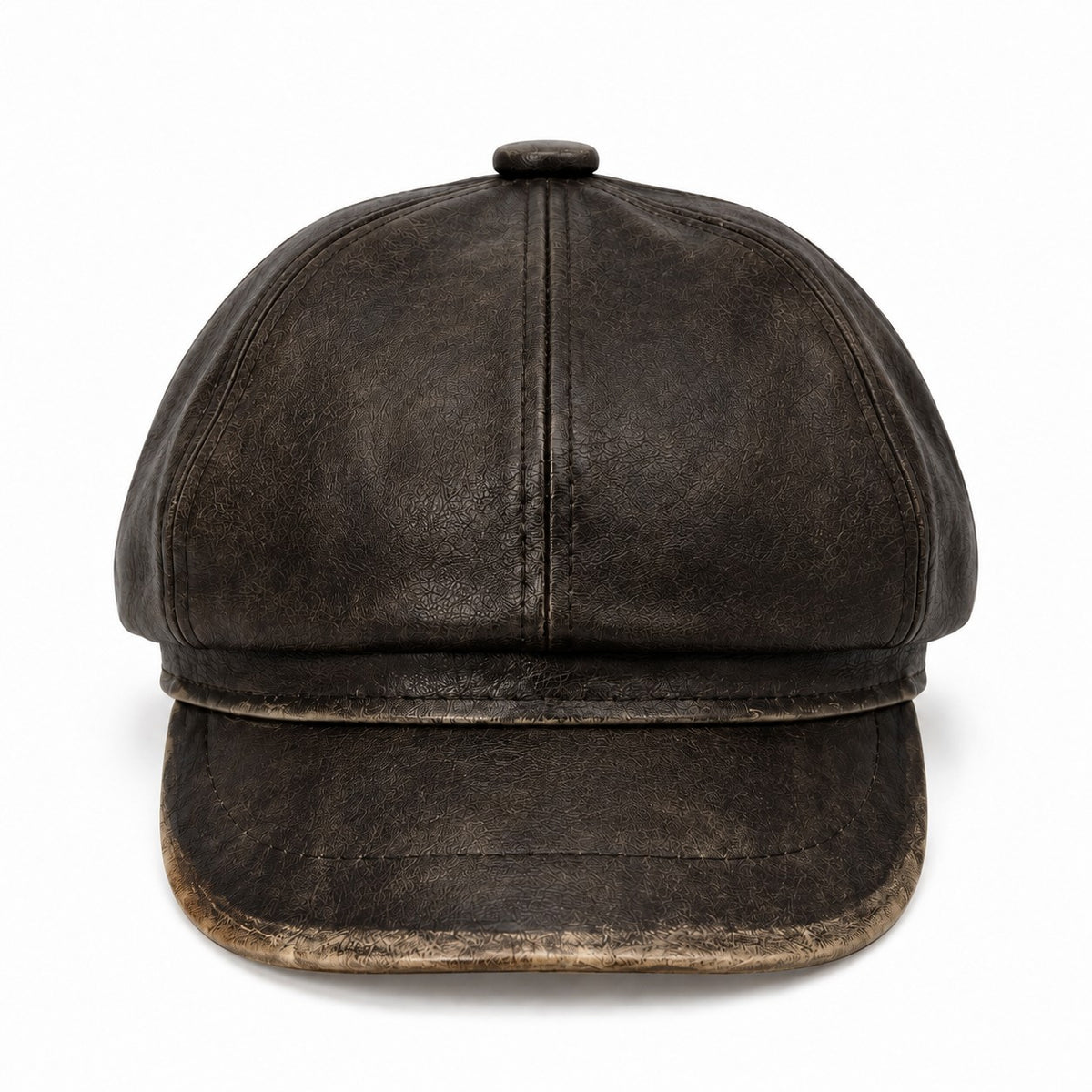 Gorra Newsboy de piel sintética con ocho paneles estilo vintage efecto desgastado