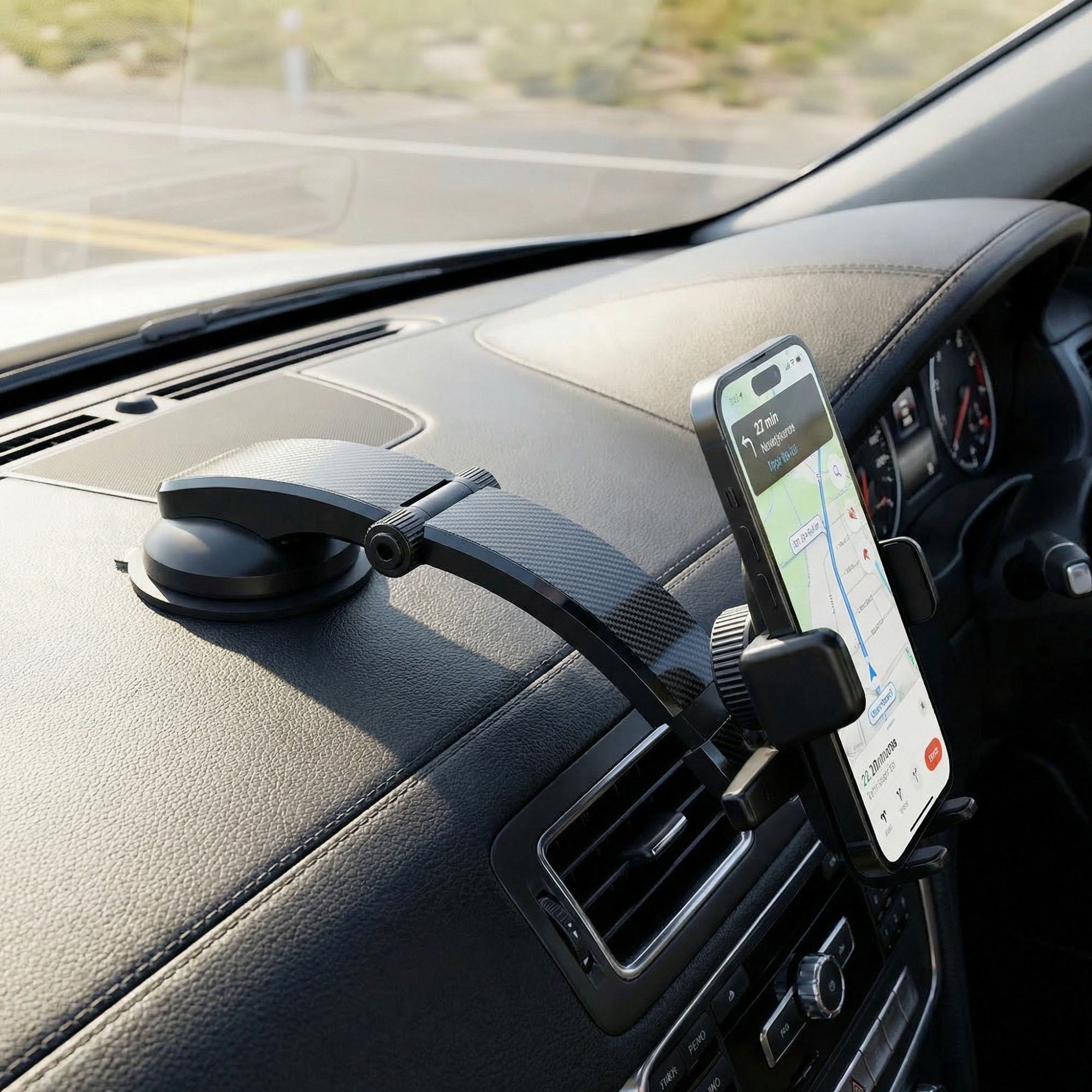 Anna-Kaci Car Phone Mount Holder with Suction Cup Adjustable Arm Dashboard Windshield Universal Holder