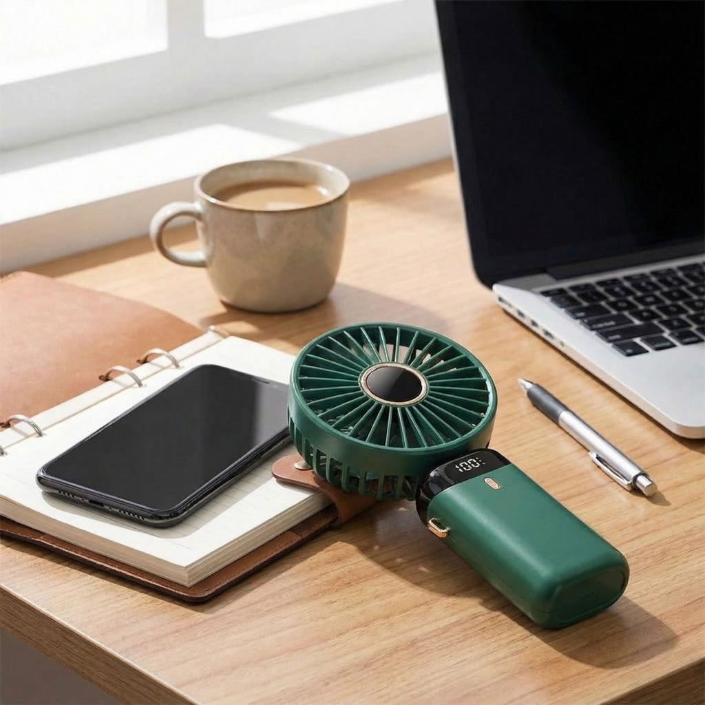 Anna-Kaci USB Rechargeable Mini Handheld Fan Portable Foldable Desk Fan with Digital Display Cooling Fan