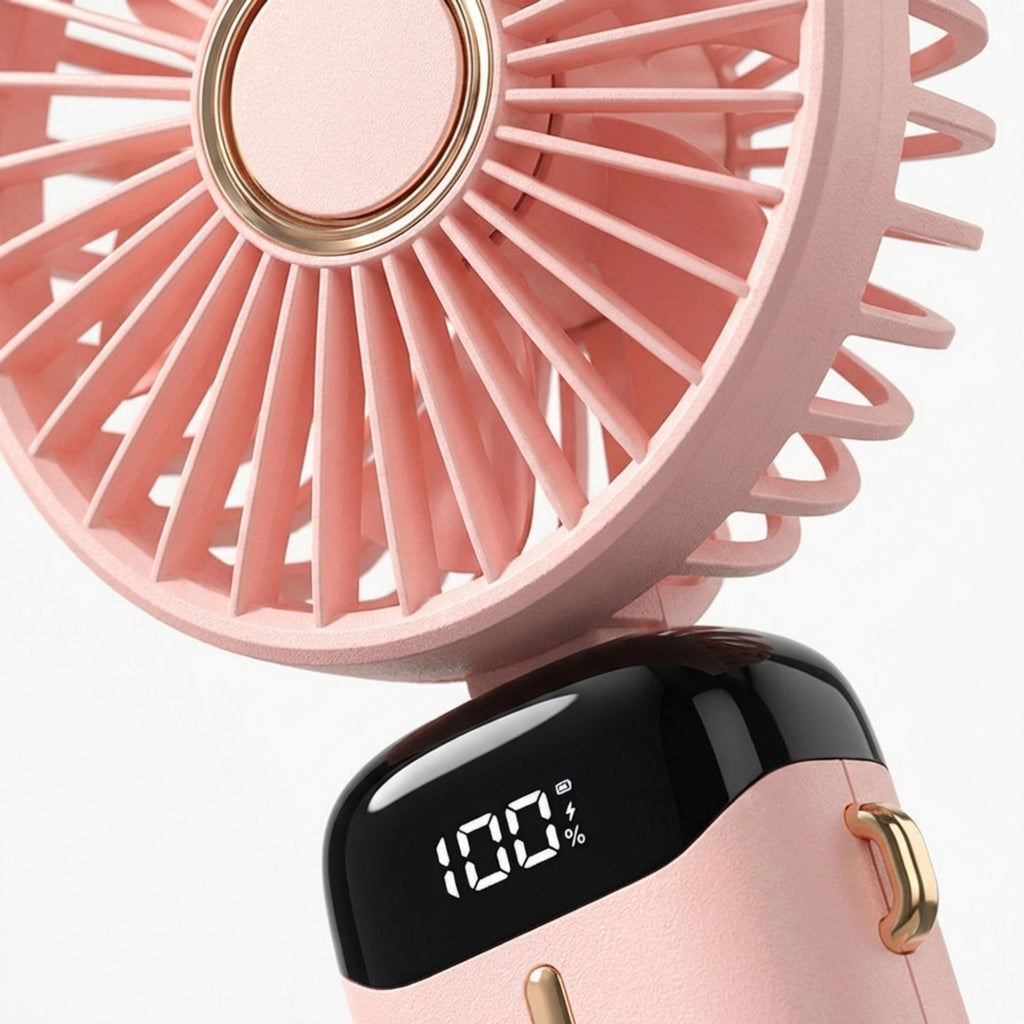 Anna-Kaci USB Rechargeable Mini Handheld Fan Portable Foldable Desk Fan with Digital Display Cooling Fan
