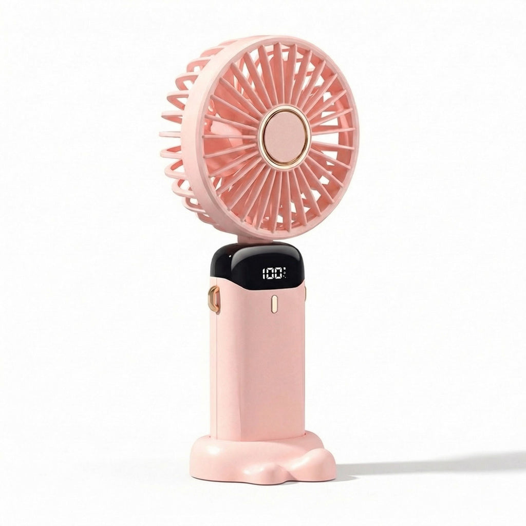 Anna-Kaci USB Rechargeable Mini Handheld Fan Portable Foldable Desk Fan with Digital Display Cooling Fan