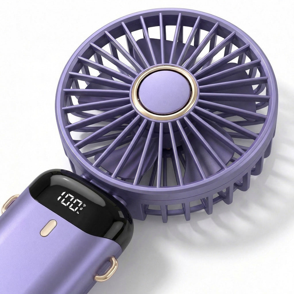 Anna-Kaci USB Rechargeable Mini Handheld Fan Portable Foldable Desk Fan with Digital Display Cooling Fan