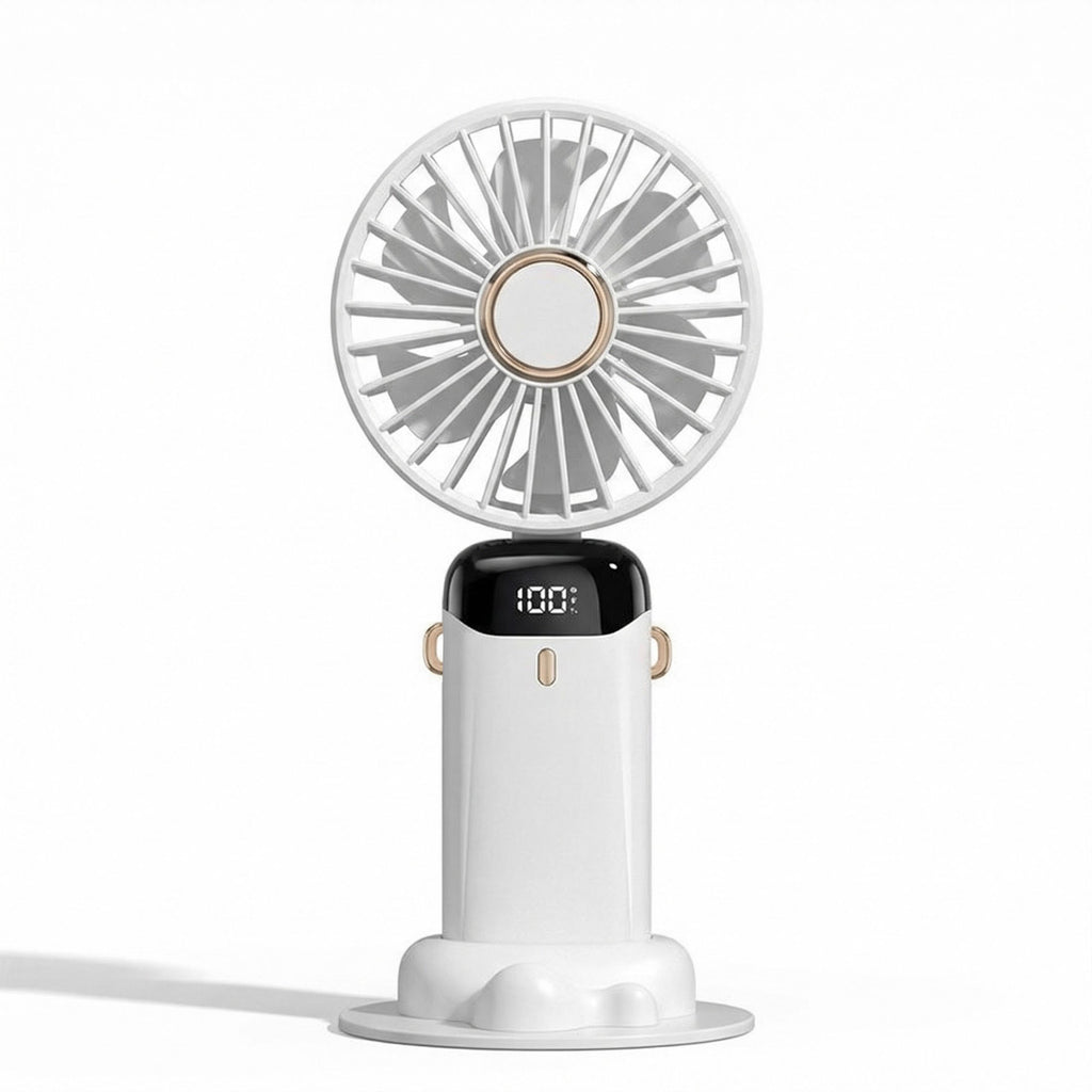 Anna-Kaci USB Rechargeable Mini Handheld Fan Portable Foldable Desk Fan with Digital Display Cooling Fan