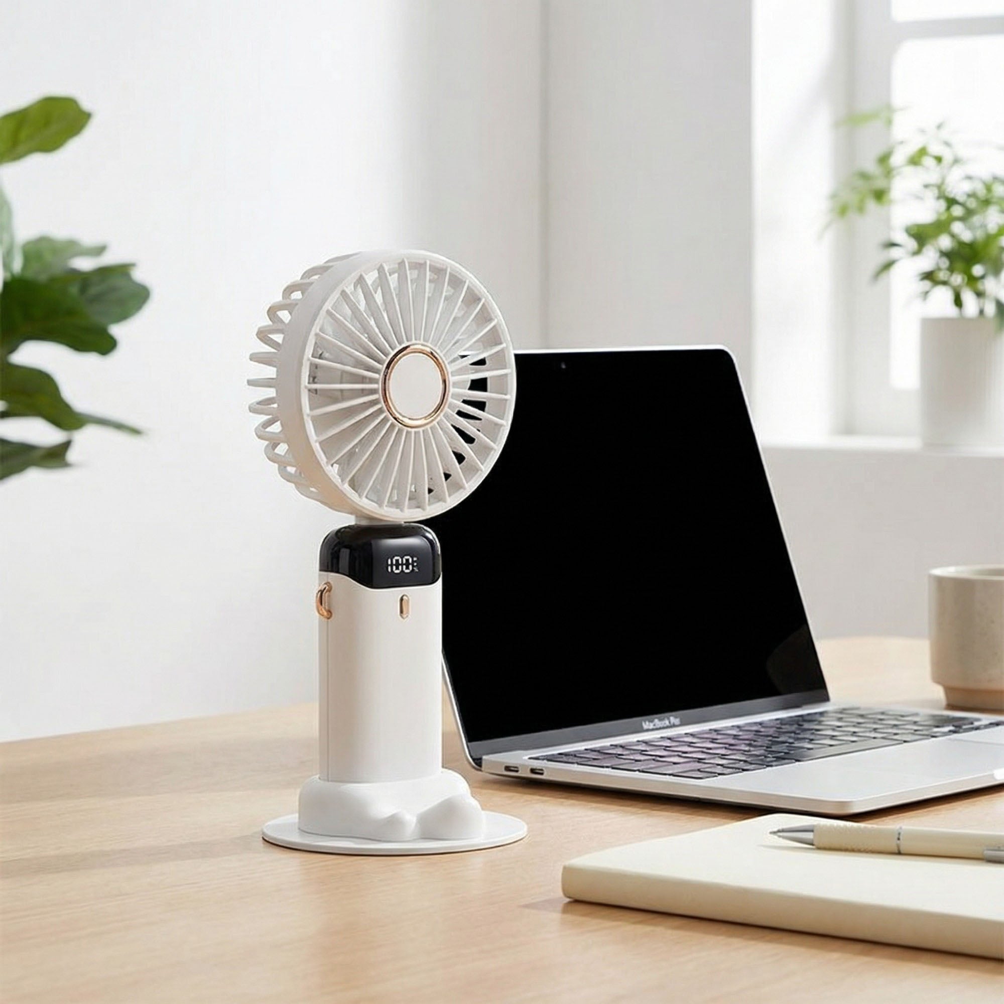 Anna-Kaci USB Rechargeable Mini Handheld Fan Portable Foldable Desk Fan with Digital Display Cooling Fan