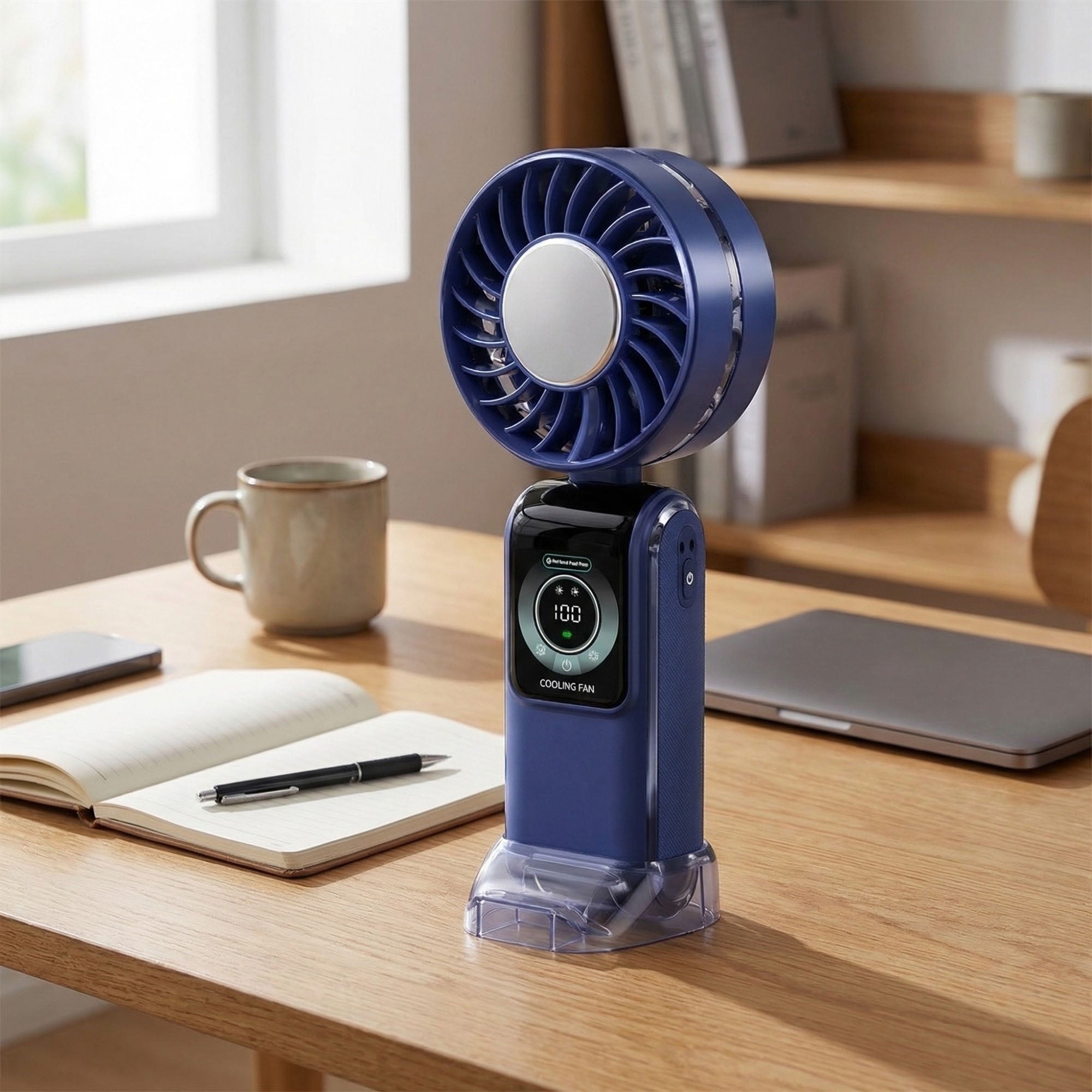 Anna-Kaci Handheld Cooling Fan with Semiconductor TEC Portable Rechargeable Foldable Fan Ice Cooling