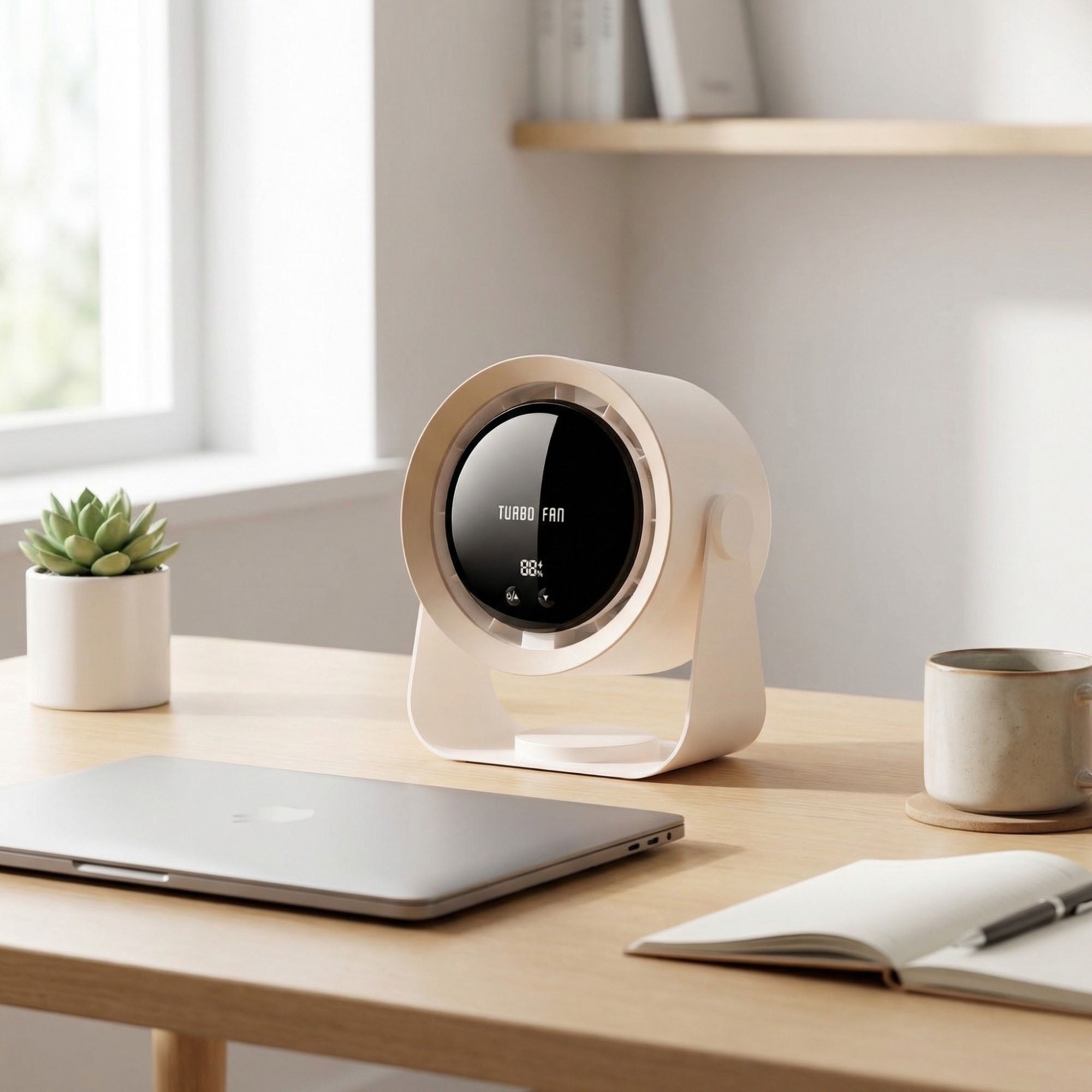 Anna-Kaci USB Rechargeable Turbo Desk Fan Quiet Circulating Fan with LED Display Wall Mount Portable Fan