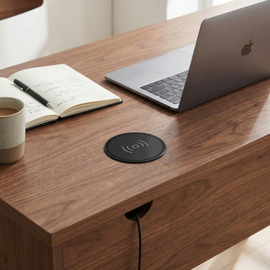 Anna-Kaci Embedded Wireless Charging Panel 15W Fast Charger Aluminum Alloy Built-In Desktop with Type-C Input