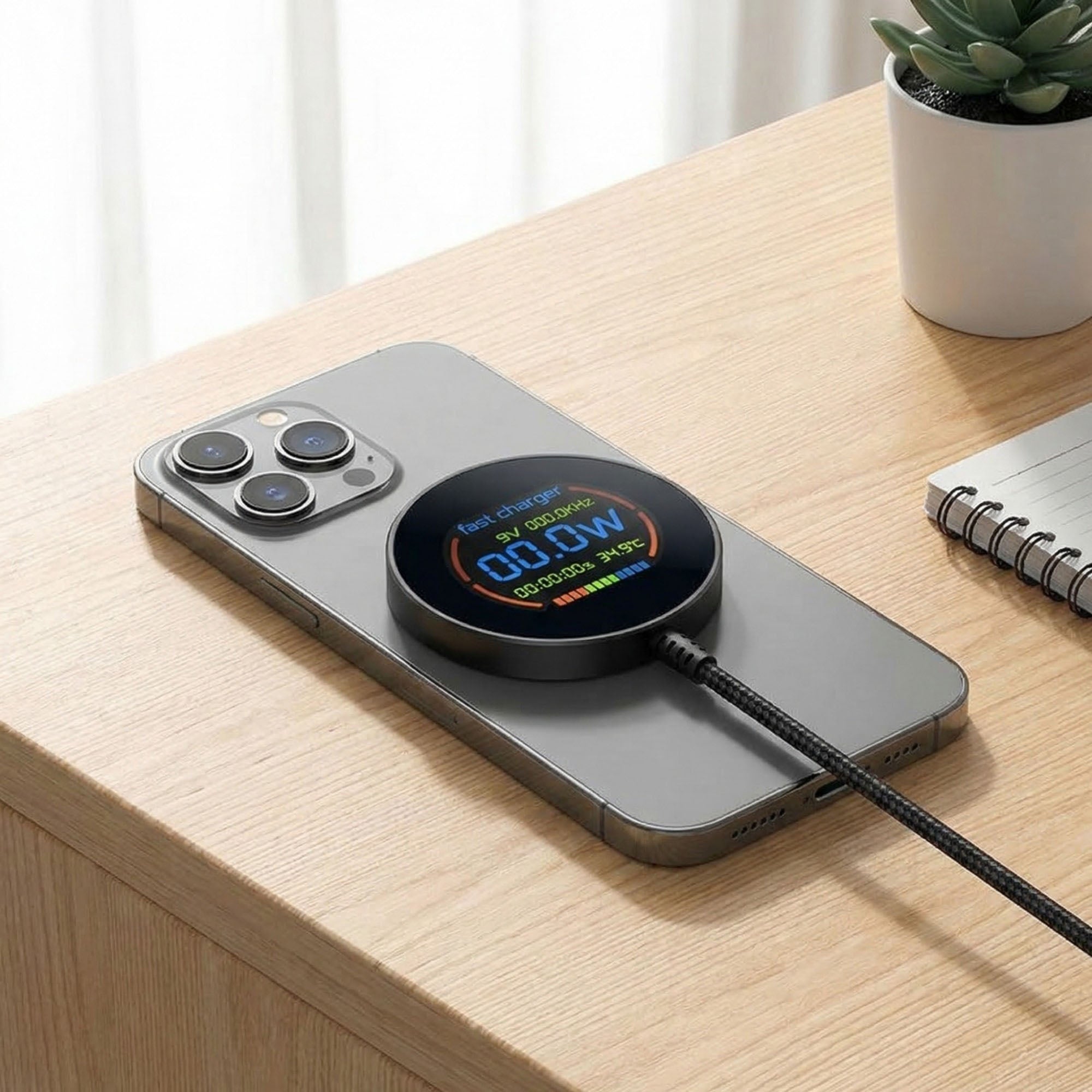 Anna-Kaci Magnetic Wireless Charger 25W Fast Charging Pad with Digital Display Type-C Input