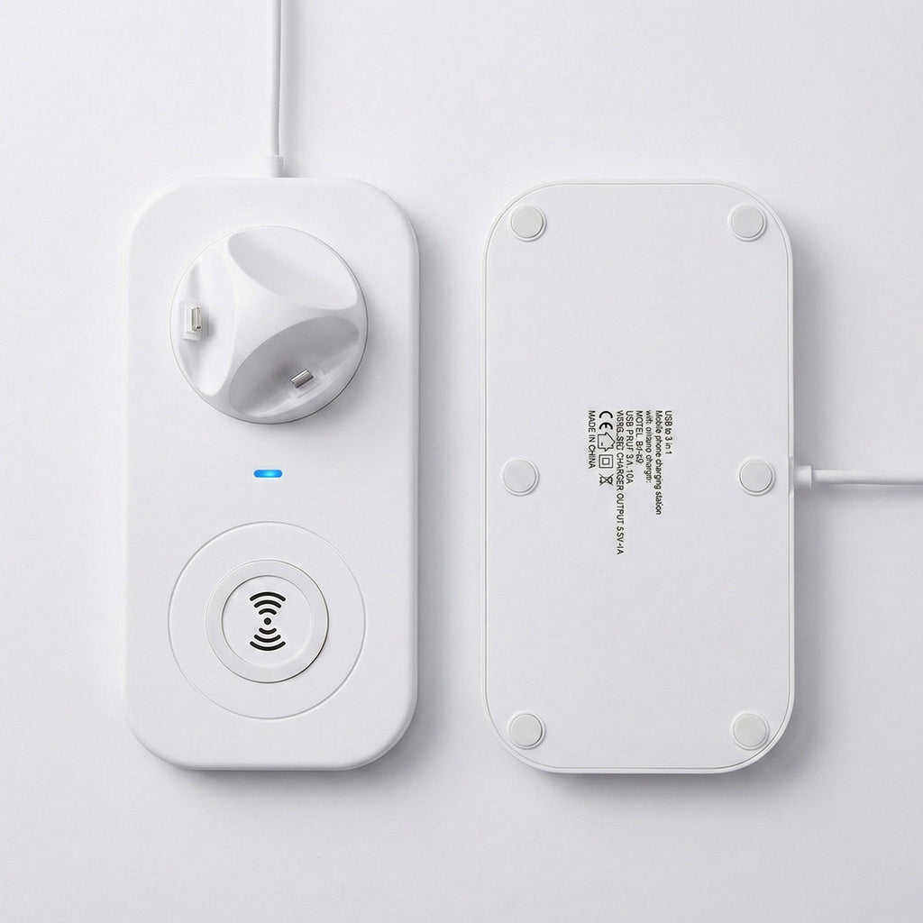 Anna-Kaci 3-in-1 Wireless Charging Station with USB Cable Compatible with Qi Enabled Devices