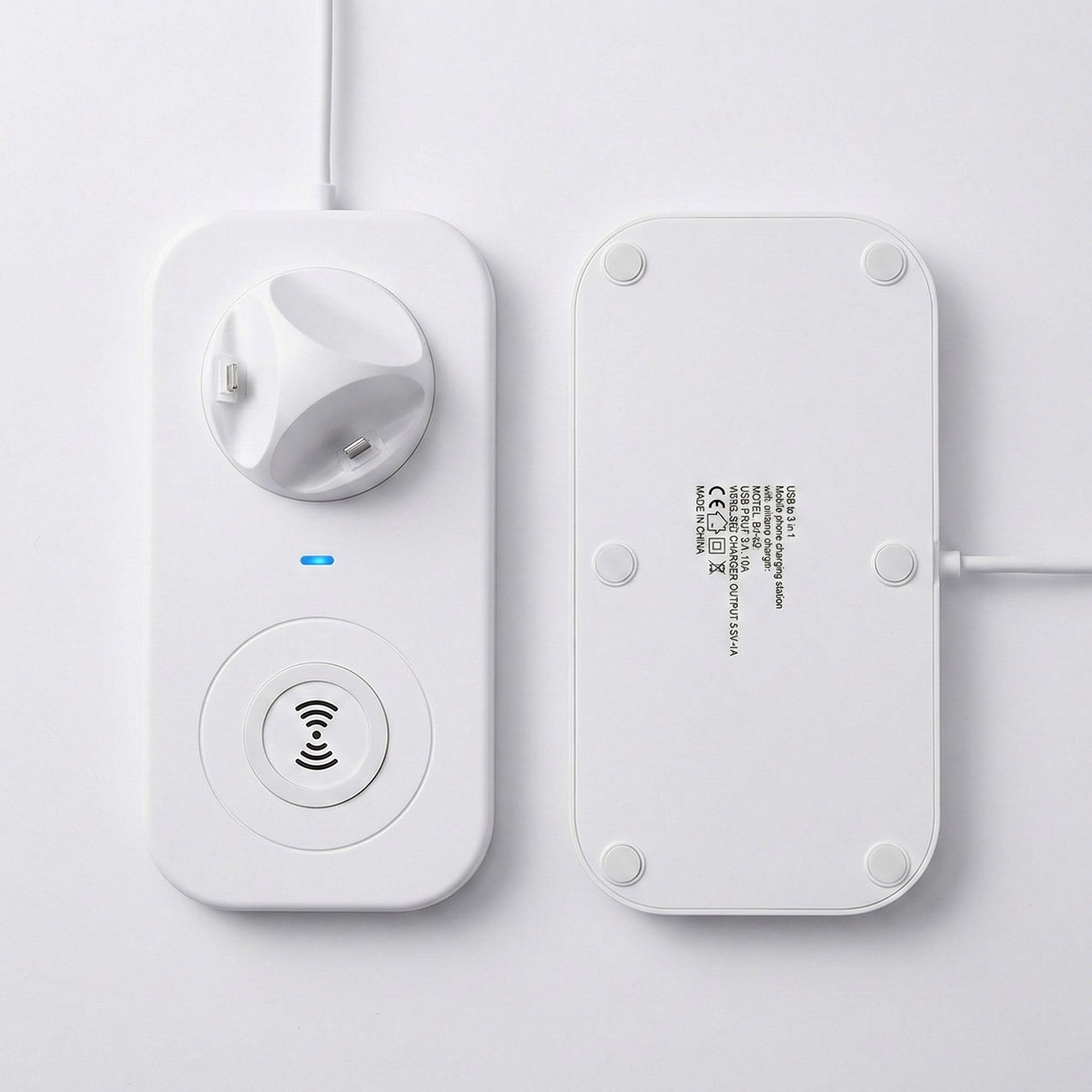 Anna-Kaci 3-in-1 Wireless Charging Station with USB Cable Compatible with Qi Enabled Devices