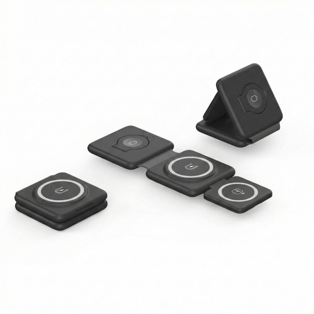 Anna-Kaci Foldable 3-in-1 Wireless Charging Station Compatible with Qi Enabled Devices