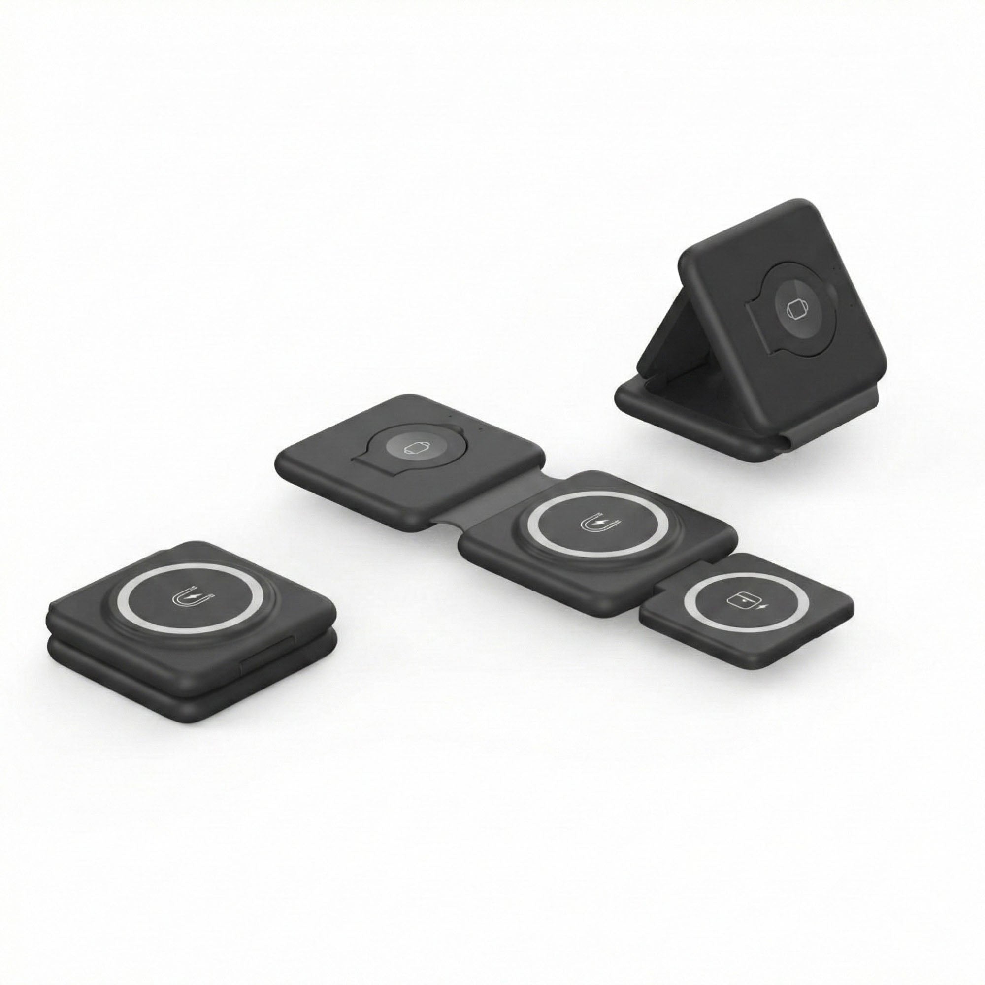 Anna-Kaci Foldable 3-in-1 Wireless Charging Station Compatible with Qi Enabled Devices