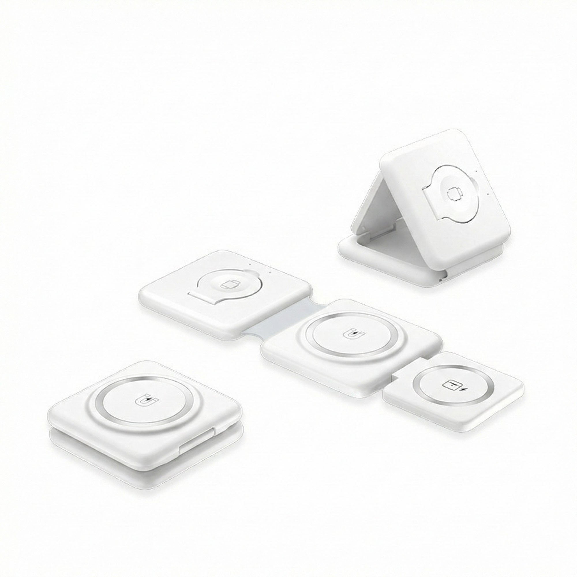 Anna-Kaci Foldable 3-in-1 Wireless Charging Station Compatible with Qi Enabled Devices