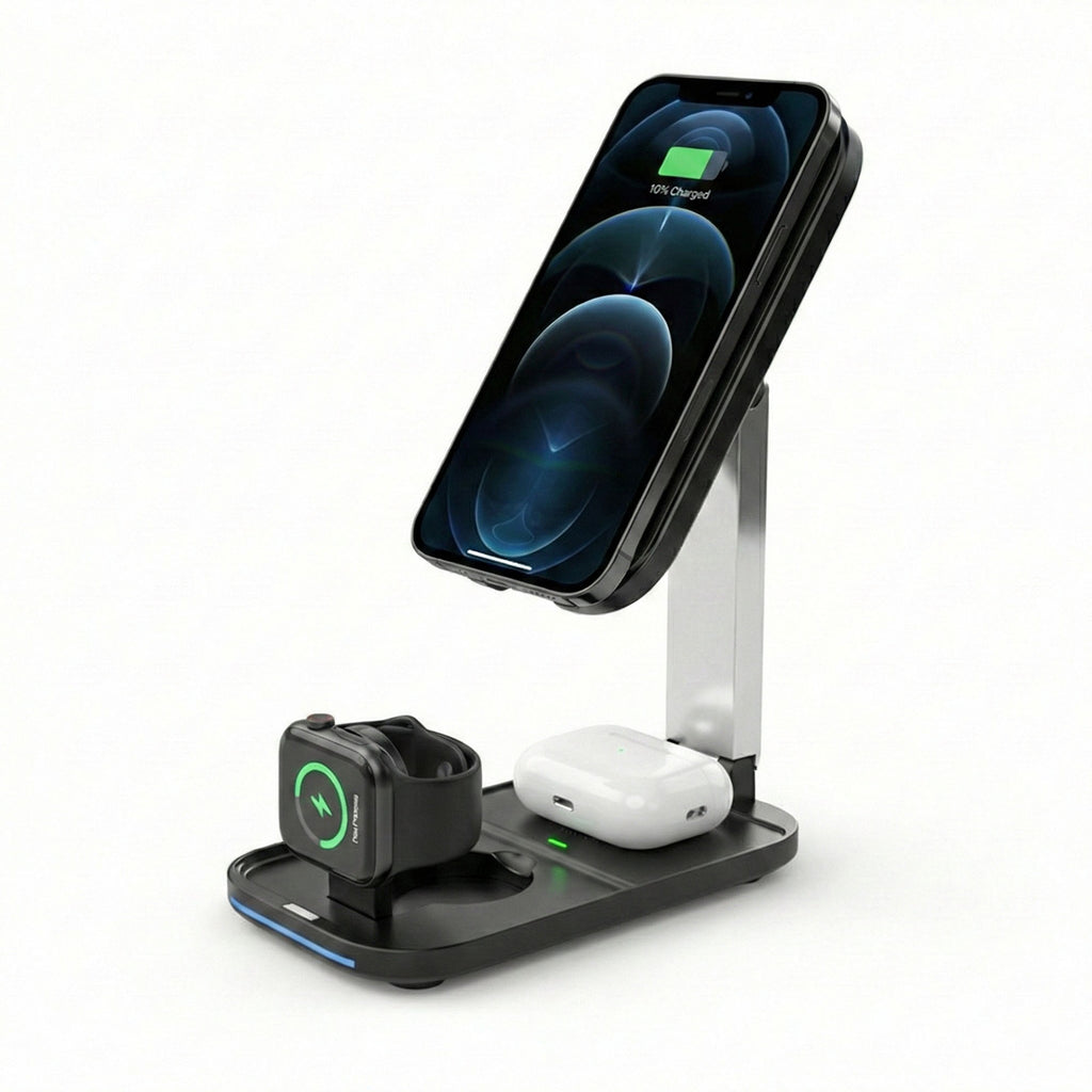 Anna-Kaci 3-in-1 Wireless Charging Stand with Adjustable Phone Holder Compatible with Qi Enabled Devices