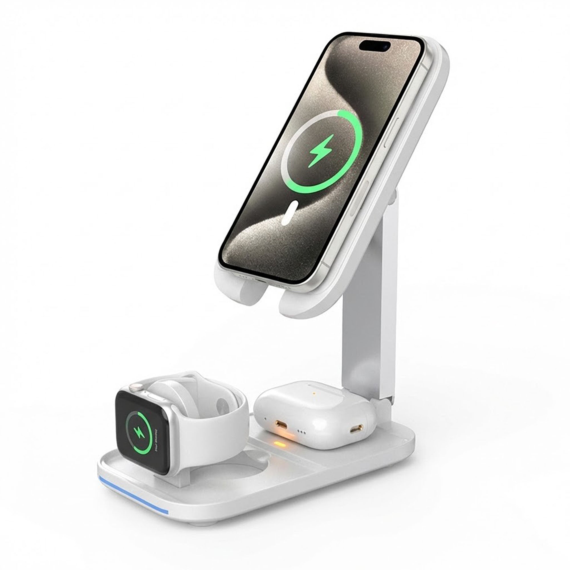 Anna-Kaci 3-in-1 Wireless Charging Stand with Adjustable Phone Holder Compatible with Qi Enabled Devices