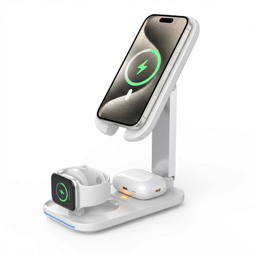 Anna-Kaci 3-in-1 Wireless Charging Stand with Adjustable Phone Holder Compatible with Qi Enabled Devices