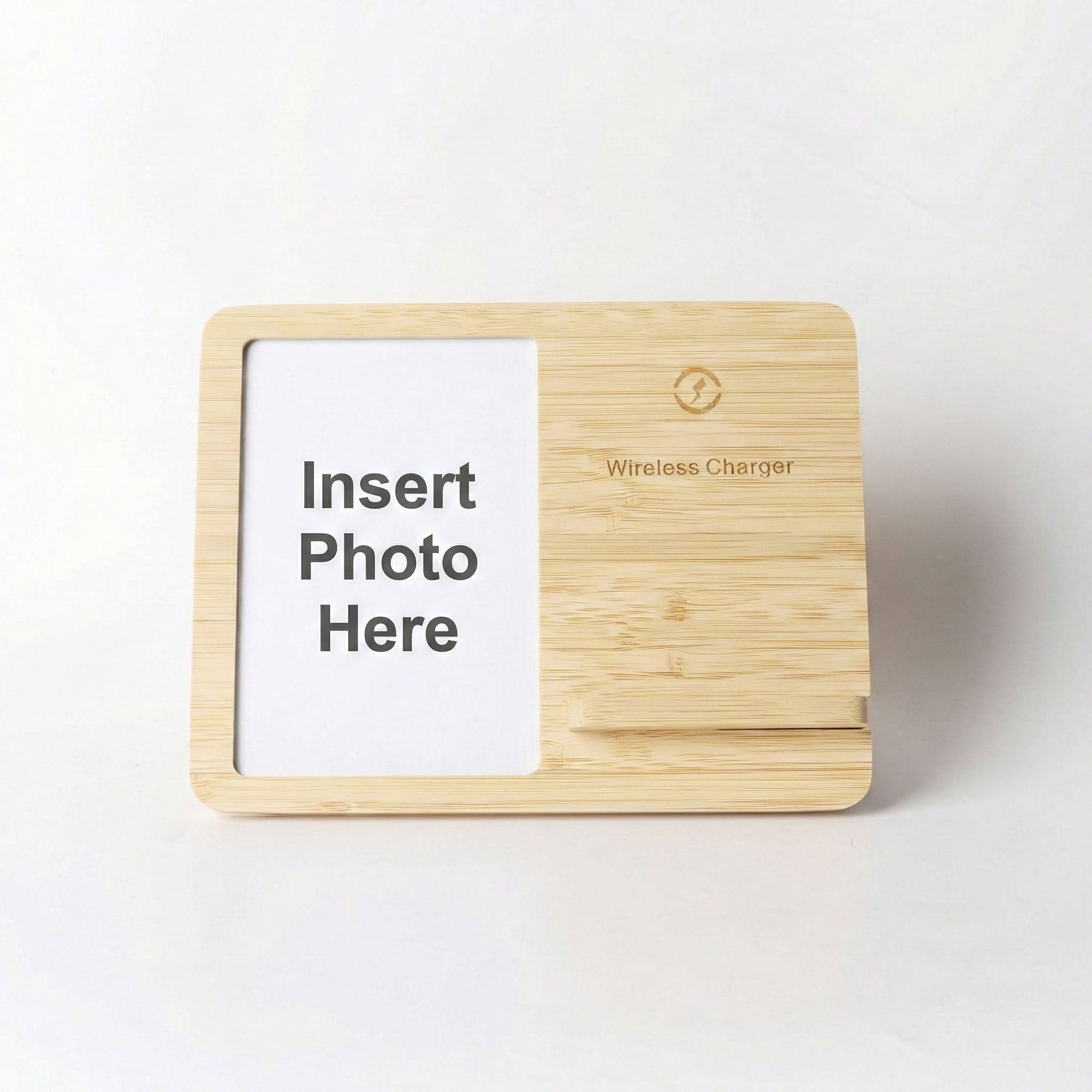 Anna-Kaci Bamboo Photo Frame with Wireless Charging Pad Compatible with Qi Enabled Devices