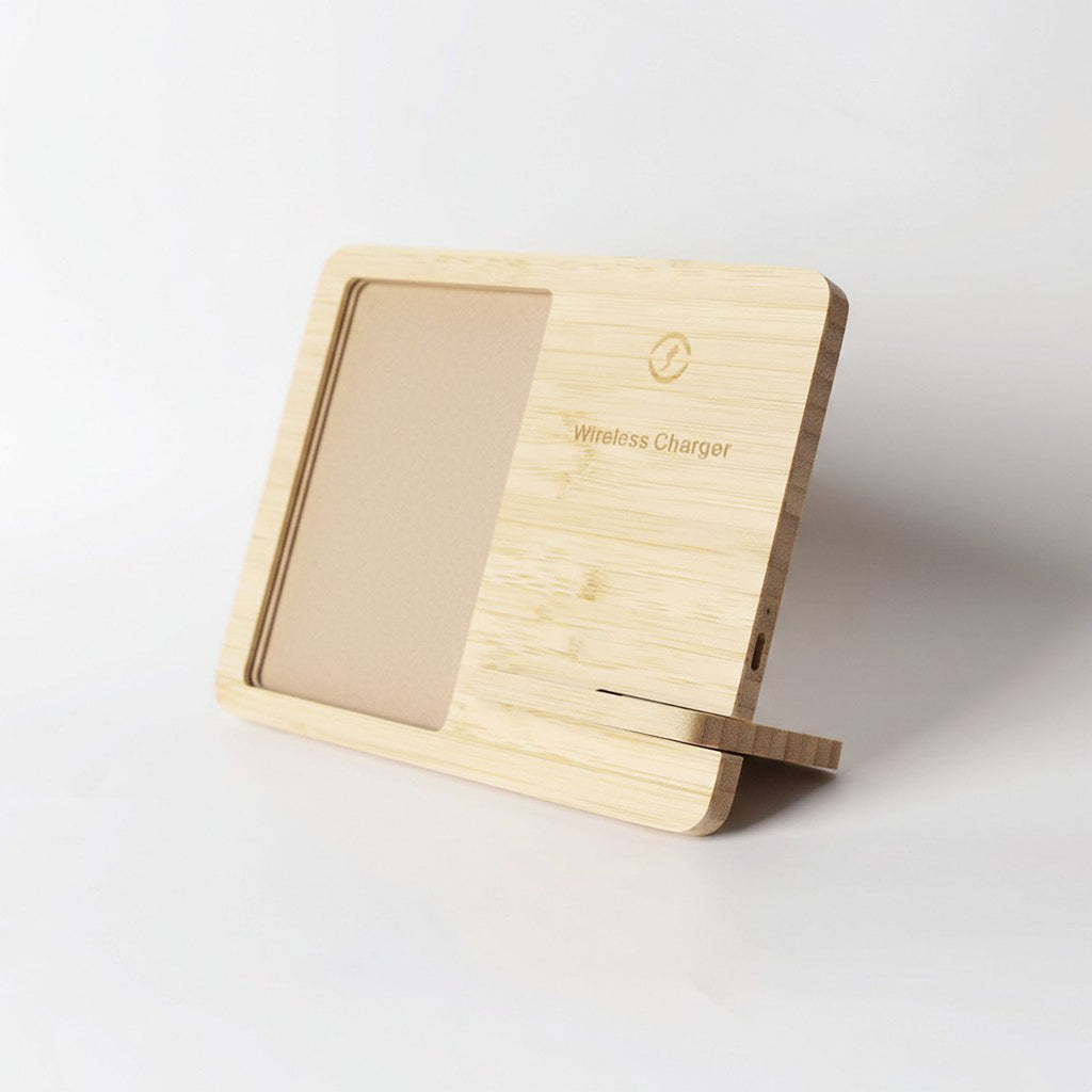 Anna-Kaci Bamboo Photo Frame with Wireless Charging Pad Compatible with Qi Enabled Devices