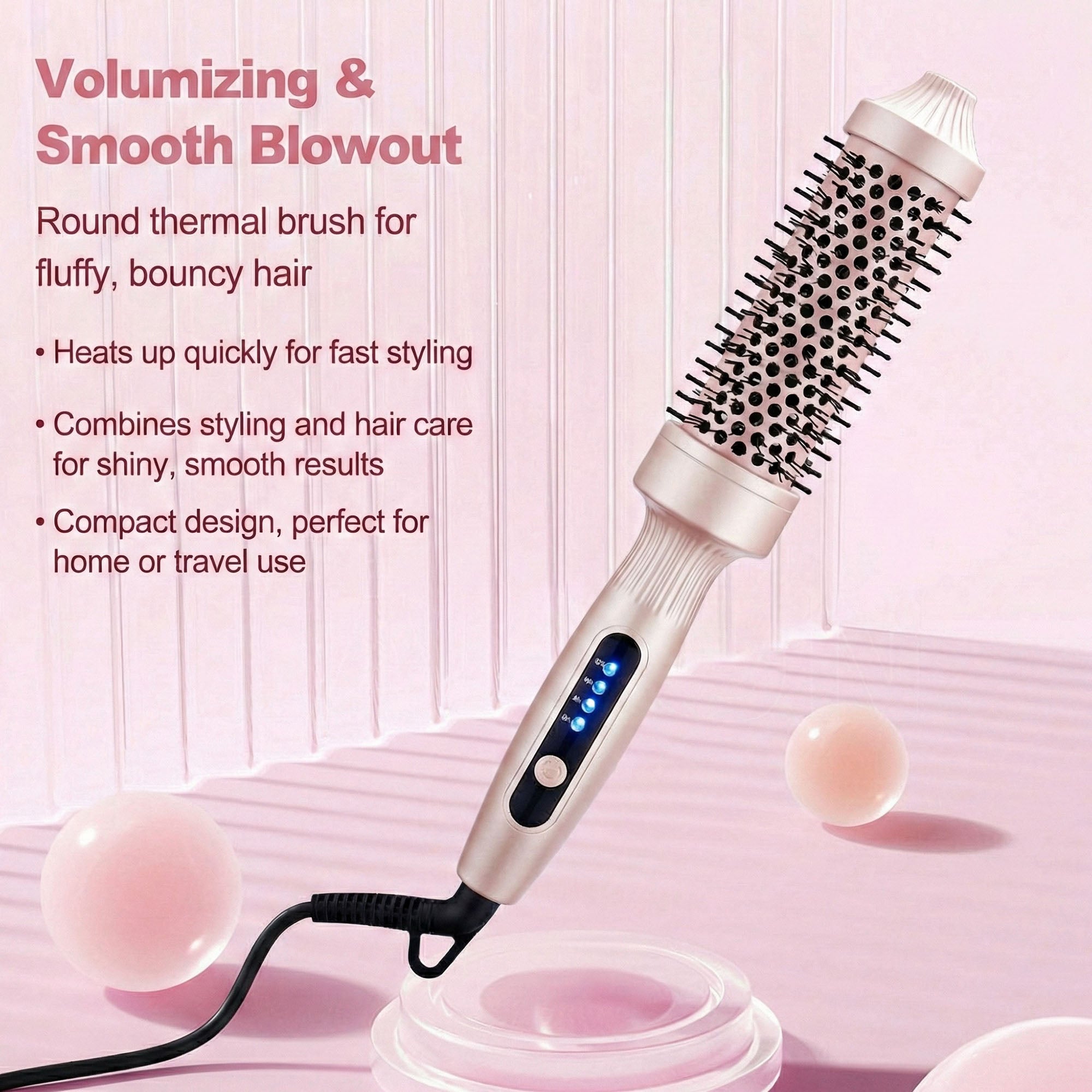 Anna-Kaci Heated Round Brush Hair Dryer Styler with Multiple Heat Settings and Ceramic Barrel
