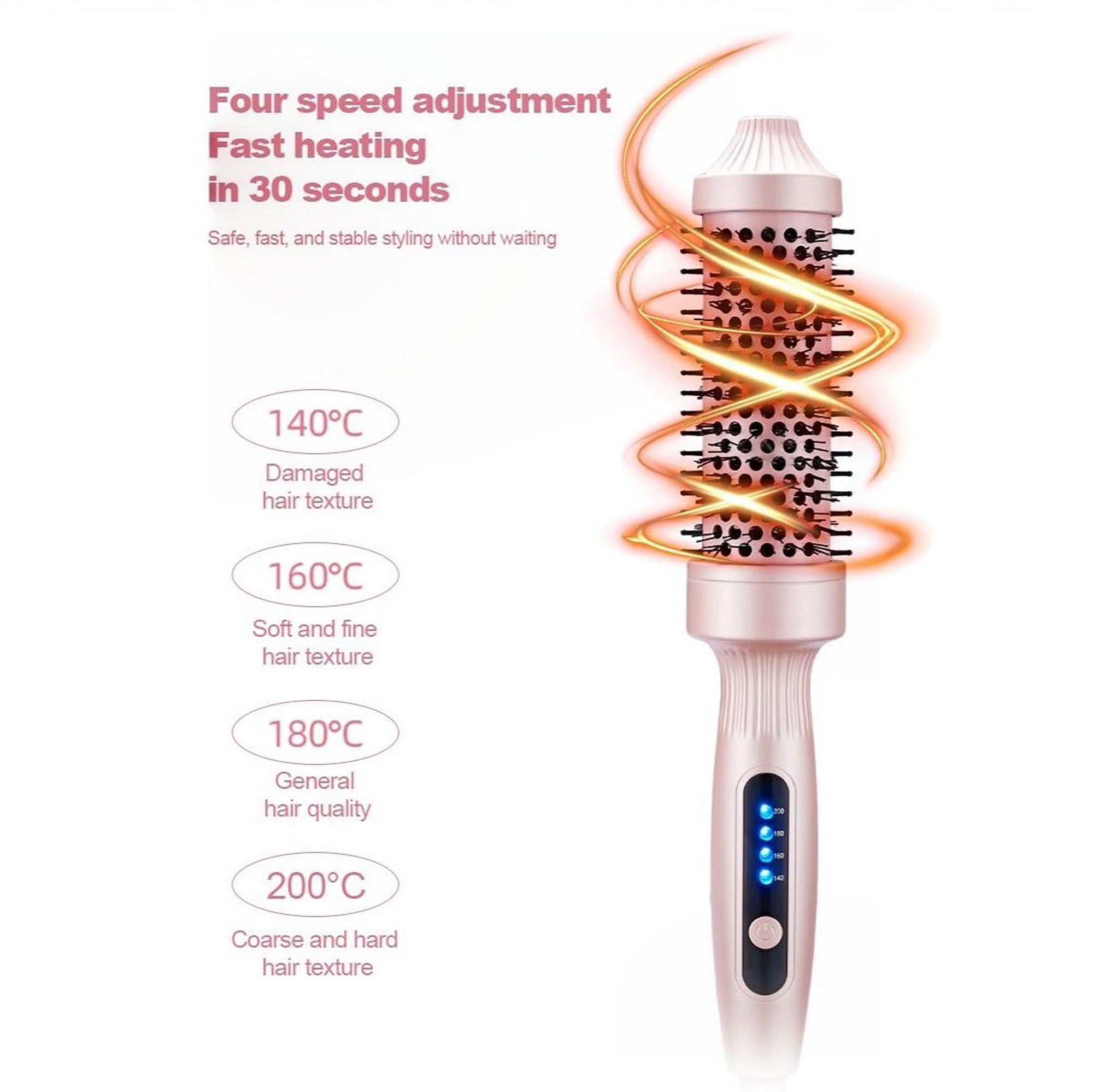Anna-Kaci Heated Round Brush Hair Dryer Styler with Multiple Heat Settings and Ceramic Barrel